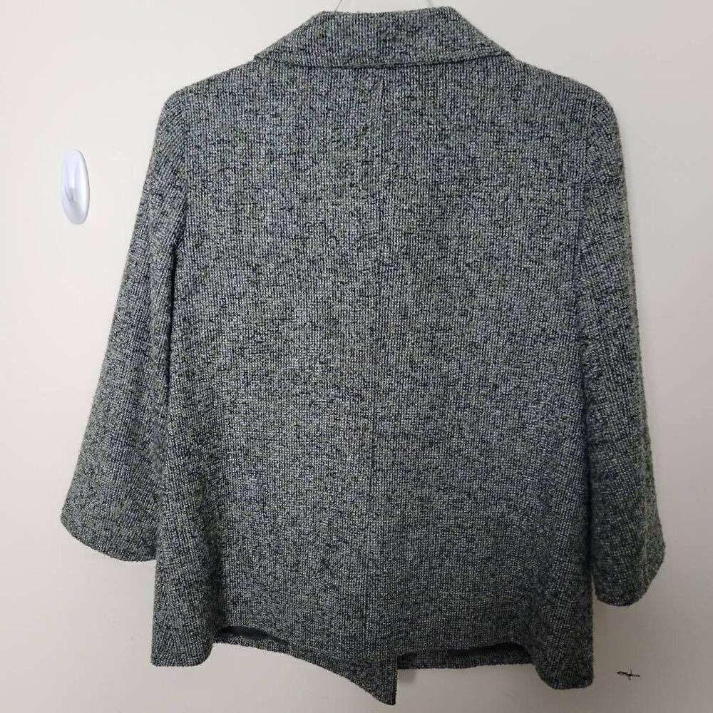 Talbots Double Breasted Wool Blend Lined Green Black Career Jacket Blazer 12 - Picture 3 of 5